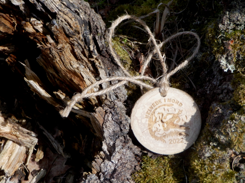 Medalje af træ.